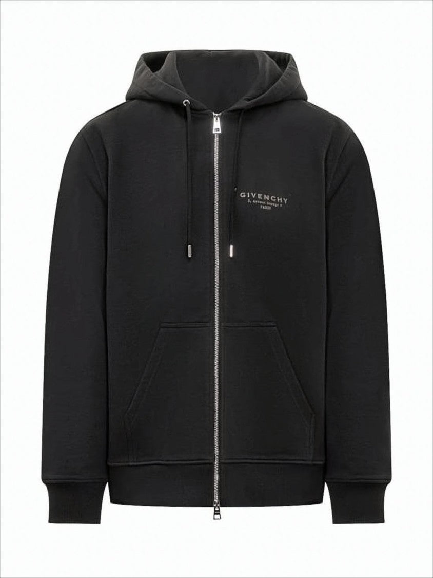 Givenchy Black Zip-Up Hoodie With Drawstring Hood