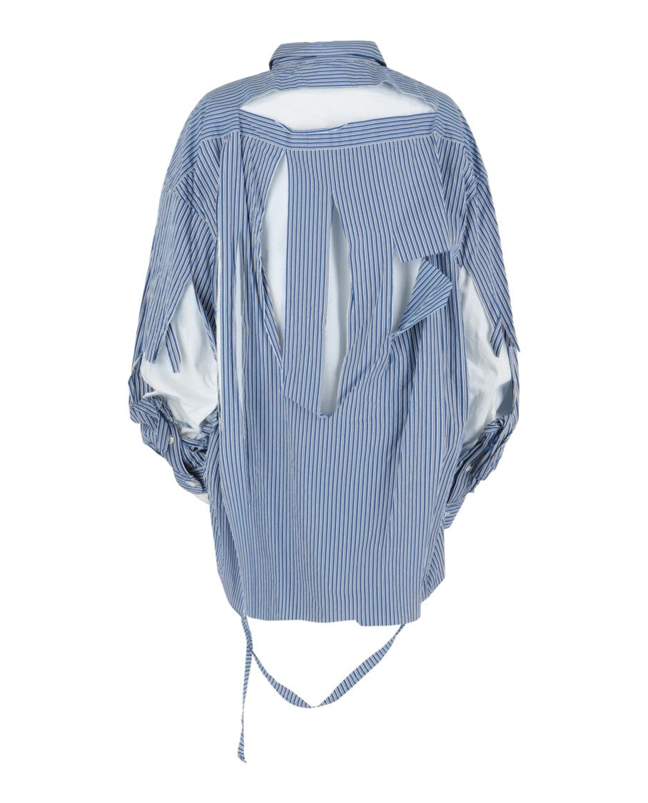 Balenciaga Destroyed Striped Large-Fit Shirt