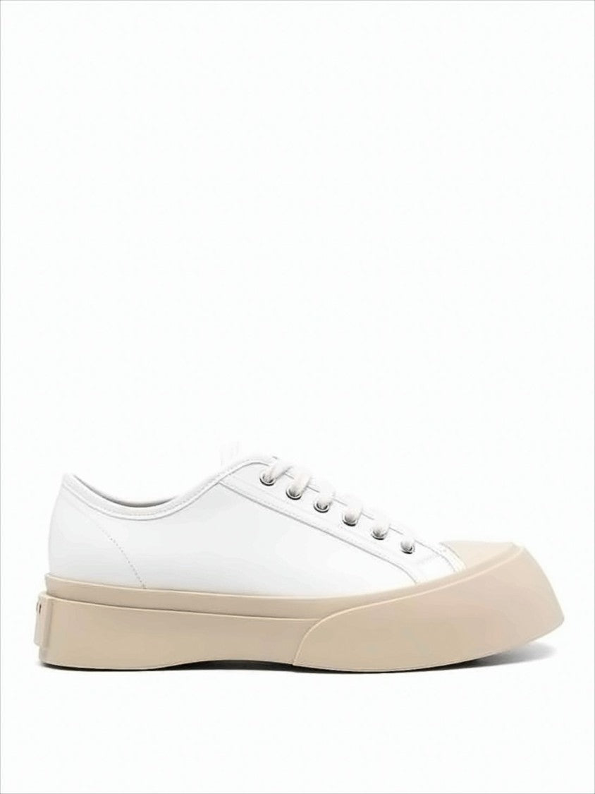 Marni Low-Top Sneakers With Smooth White Leather And Elevated Sole
