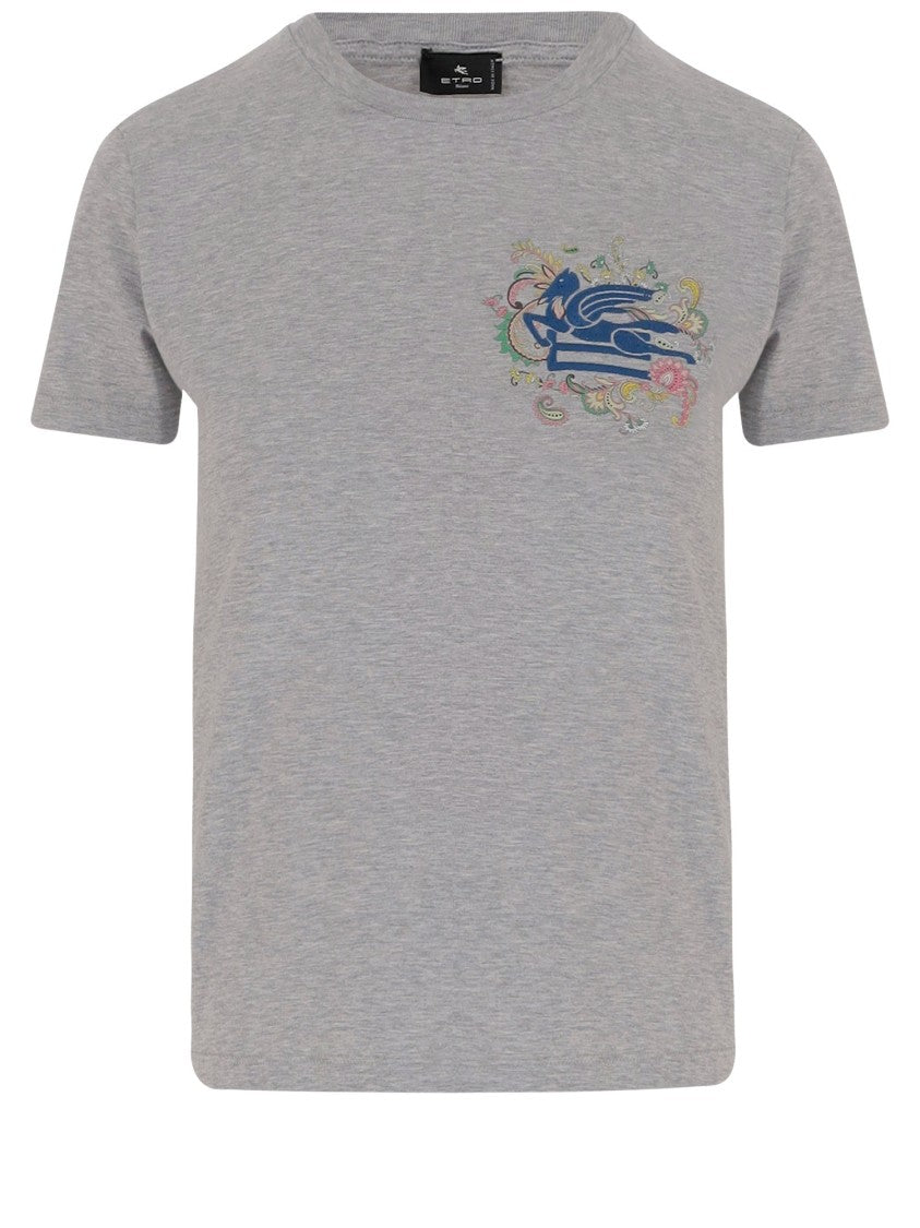Etro Cotton T-Shirt With Pegasus And Monogram