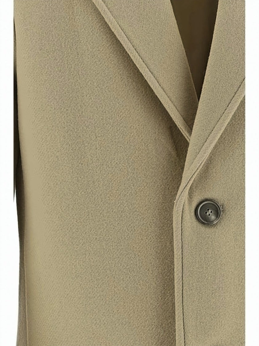 Ami Paris Classic Tailored Wool Coat With Notched Lapel