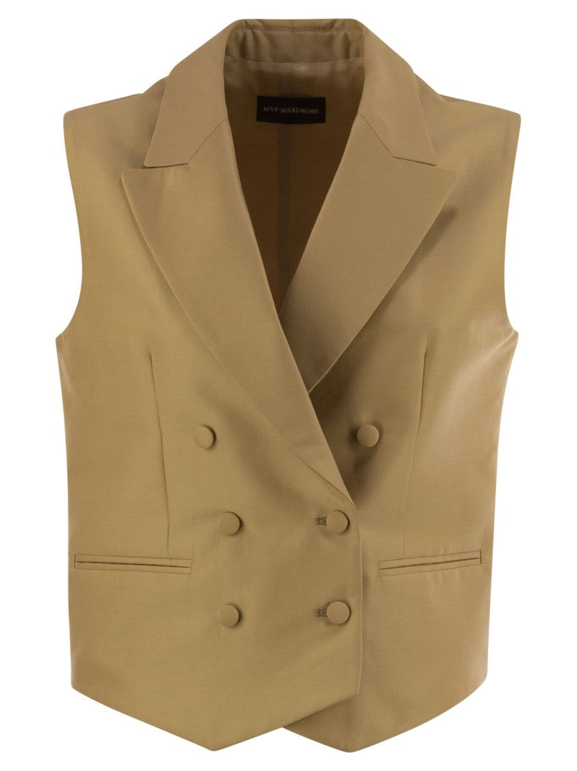 Mvp Wardrobe Double-Breasted Cotton And Silk Waistcoat