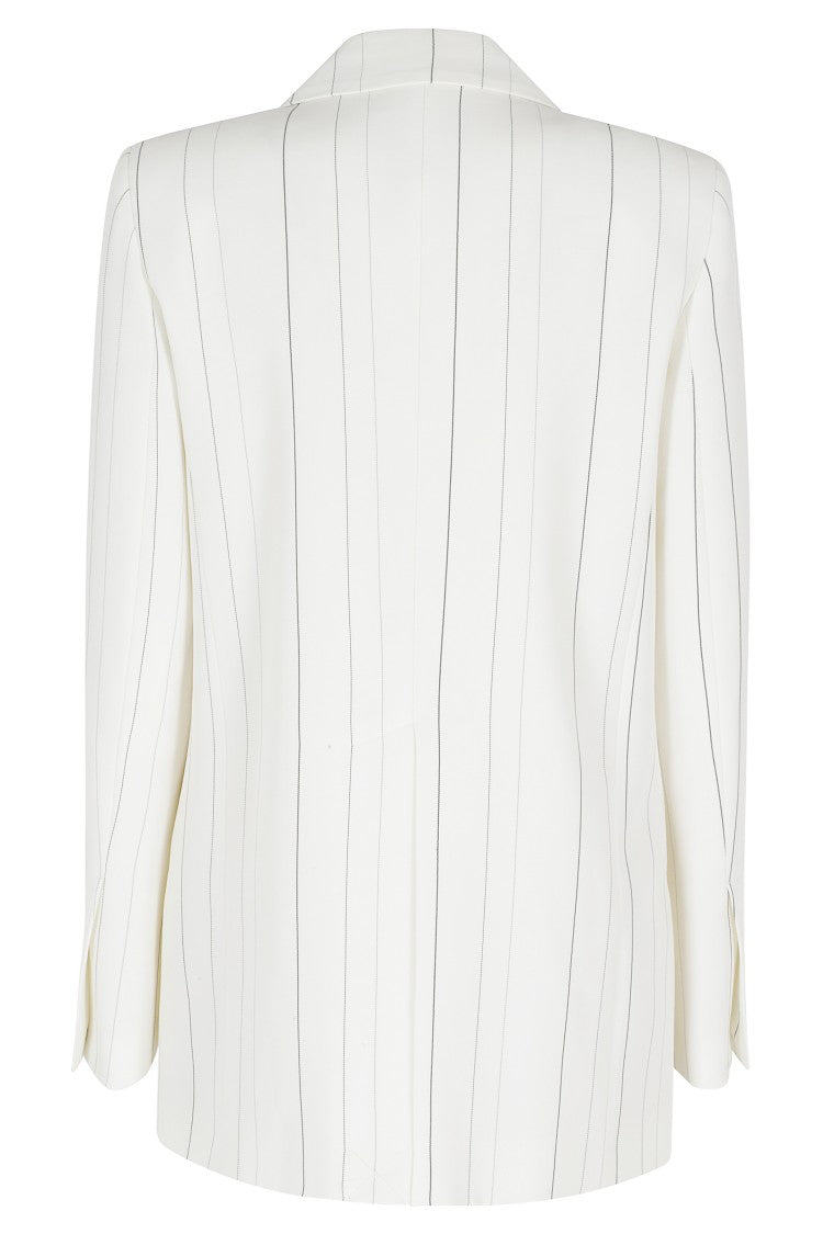 Semi Couture White Candida Lapel Open-Front Wool-Blend Blazer