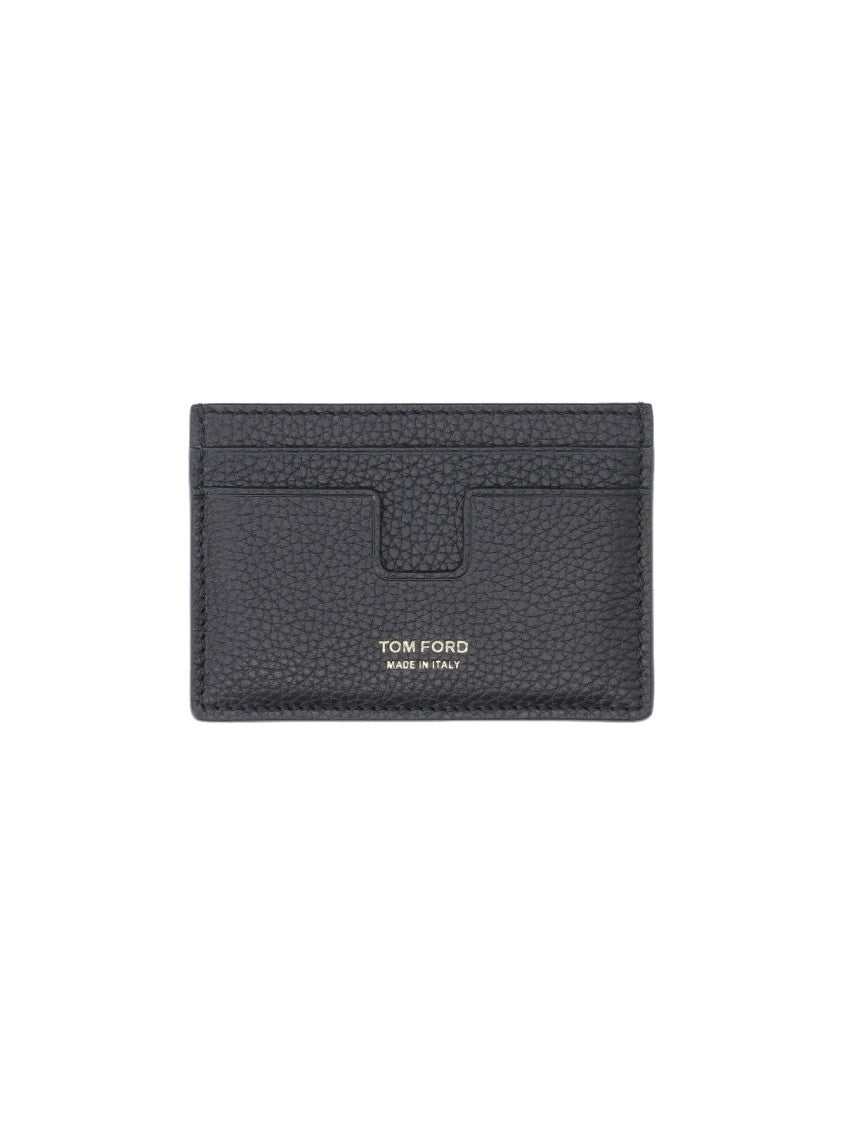 Tom Ford Black Pebble Leather Cardholder