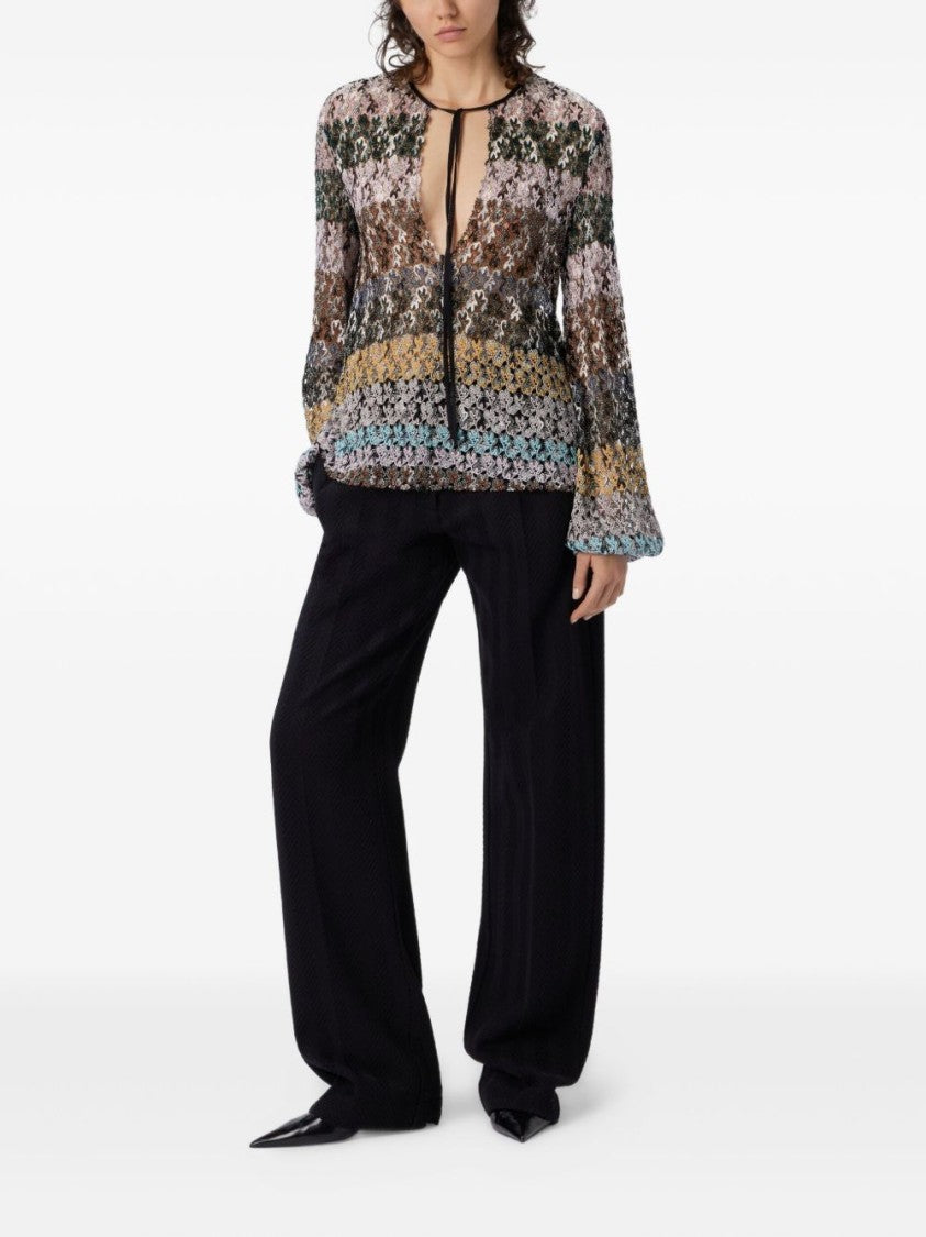 Missoni Floral Lace Shirt With Tie Neckline