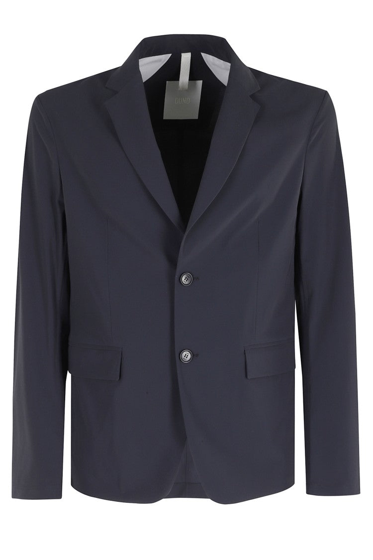 Duno Blue Packable Single-Breasted Flap Pocket Polyamide Jacket