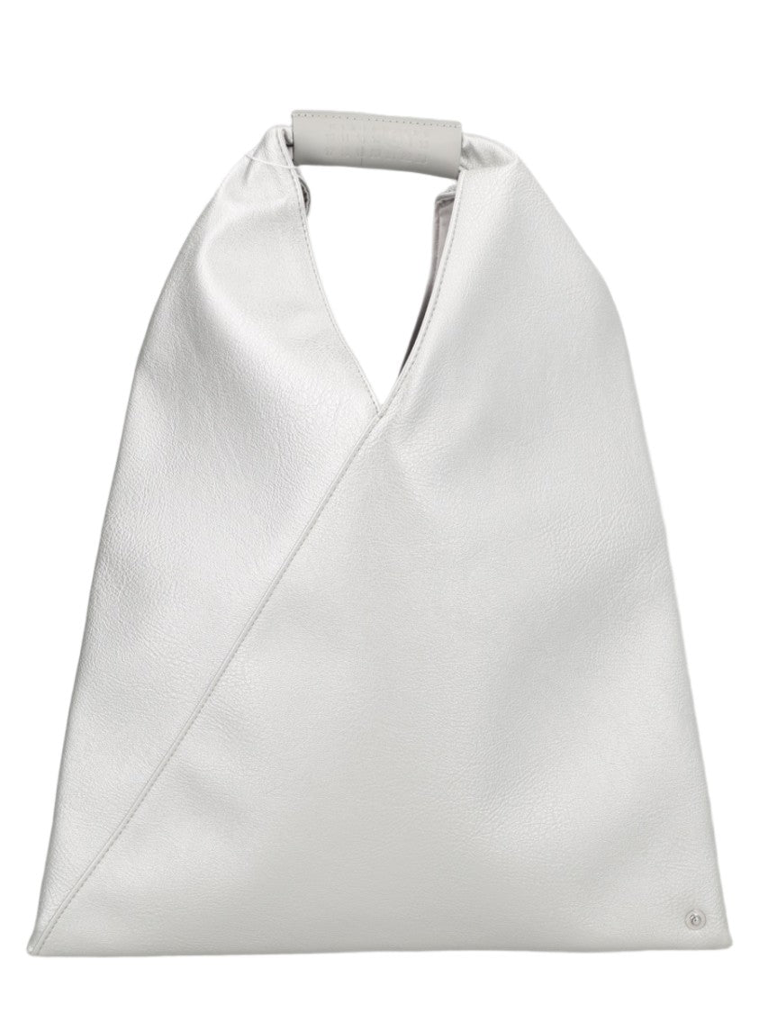 Mm6 By Maison Margiela Silver Triangular Polyurethane Metallic Texture Tote Bag