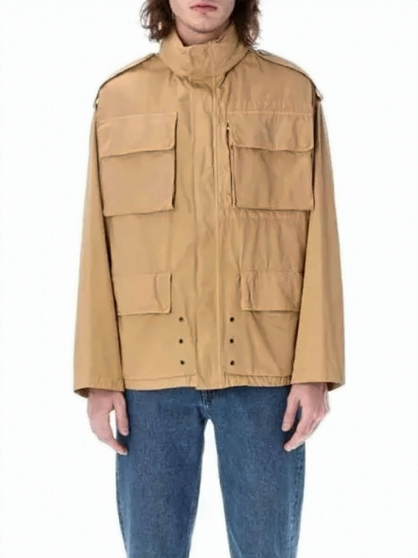 Aspesi Structured Brown Cotton Jacket With High Collar