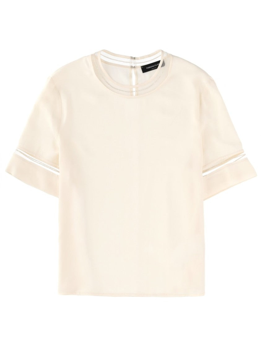 Fabiana Filippi Neutral Boxy Transparent Accents T-Shirt