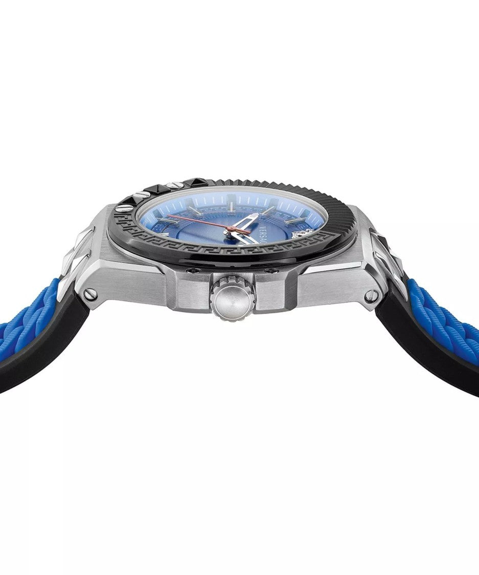 Versace Greca Logo 38Mm Women's Analog Watch With Blue Leather Strap