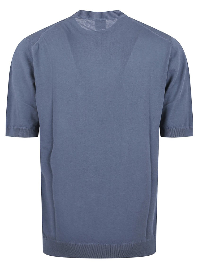 Eleventy Short-Sleeved Crew Neck Sweater With Textured Finish