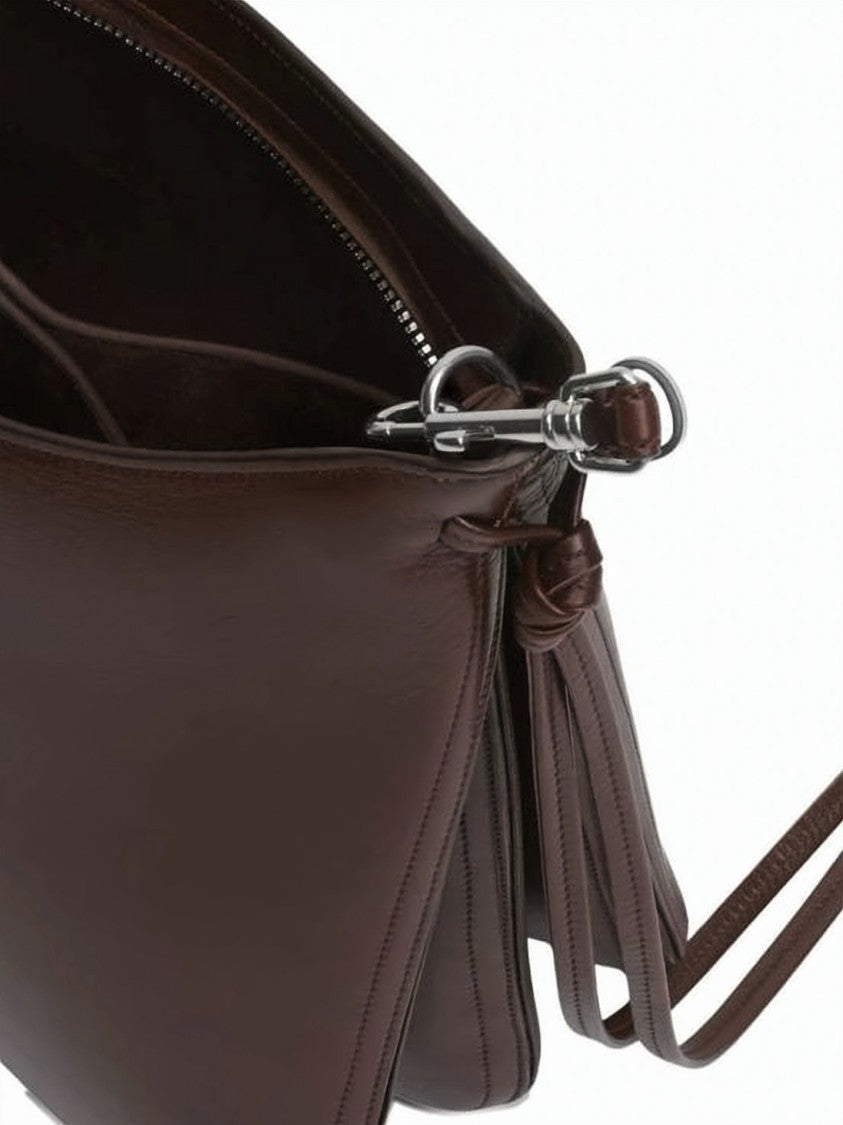 Phoebe Philo Curved Top Crossbody Bag In Rich Deep Brown Leather