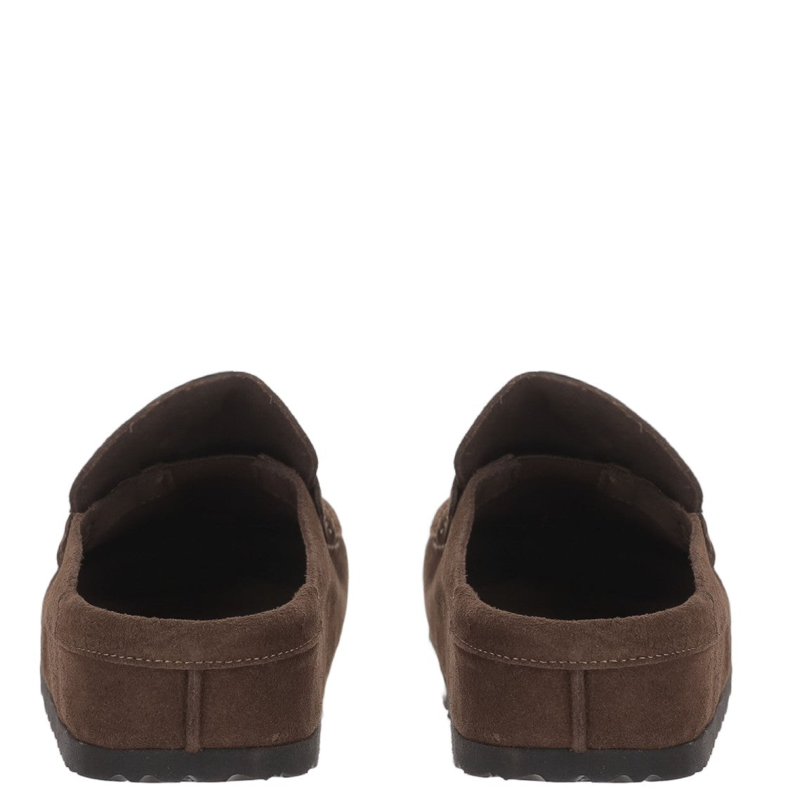 Birkenstock Dark Brown Suede Unisex Loafers With Exposed Stitching