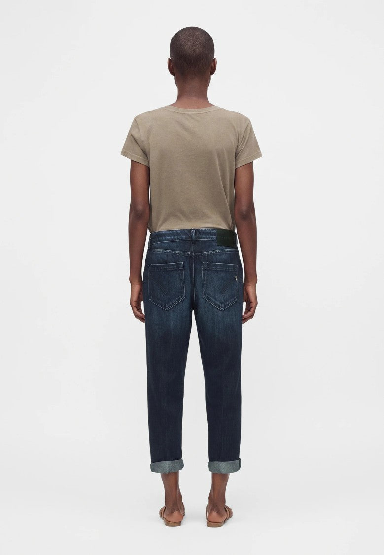 Dondup Relaxed Fit Tapered Cuffed Hem Indigo Jeans