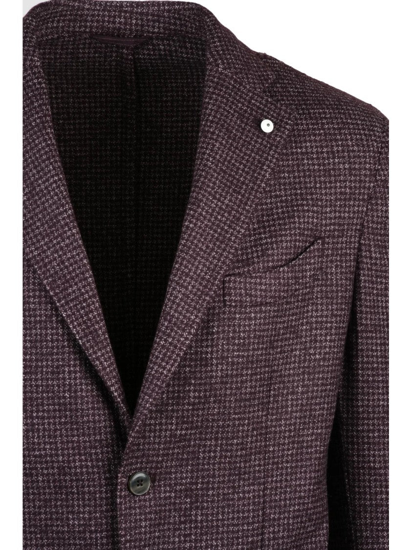 L.B.M. 1911 Rounded Textured Jacket With Notch Lapels And Button Closure