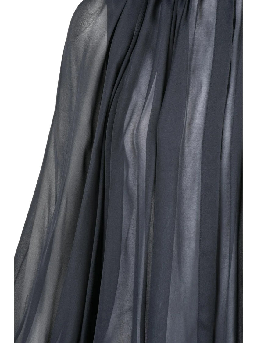 Semi Couture Grey Acetate-Blend Pleated Voile Blouse