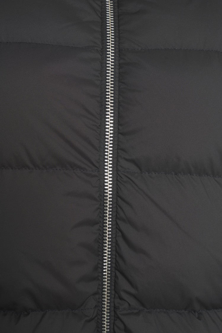 Add High Collar Puffer Coat With Horizontal Quilting