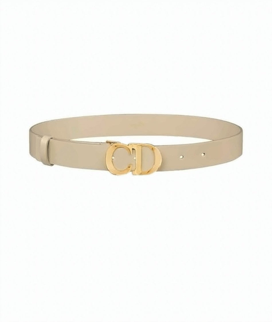 Dior Calf Leather Belt With Polished Brass Buckle