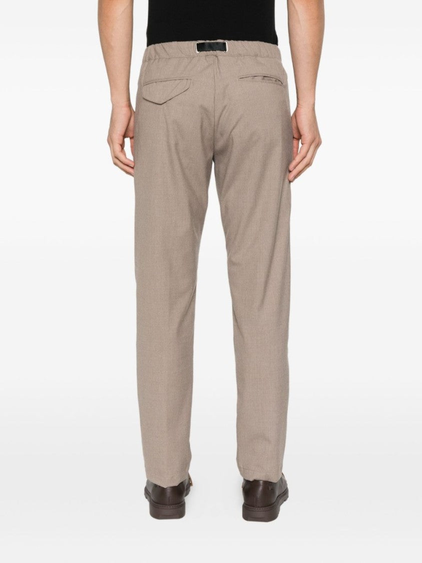 White Sand Straight-Leg Beige Trousers With Adjustable Waistband