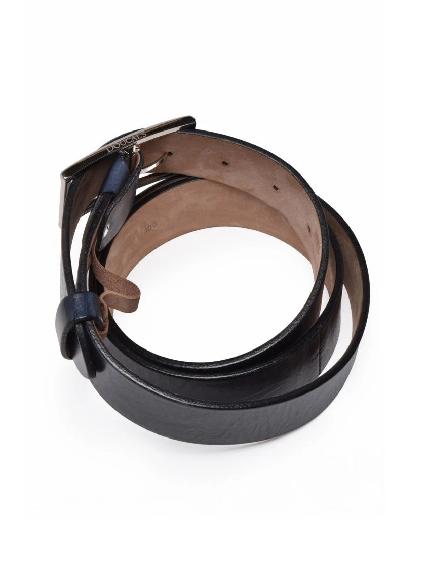 Doucal's Premium Leather Belt - Blue