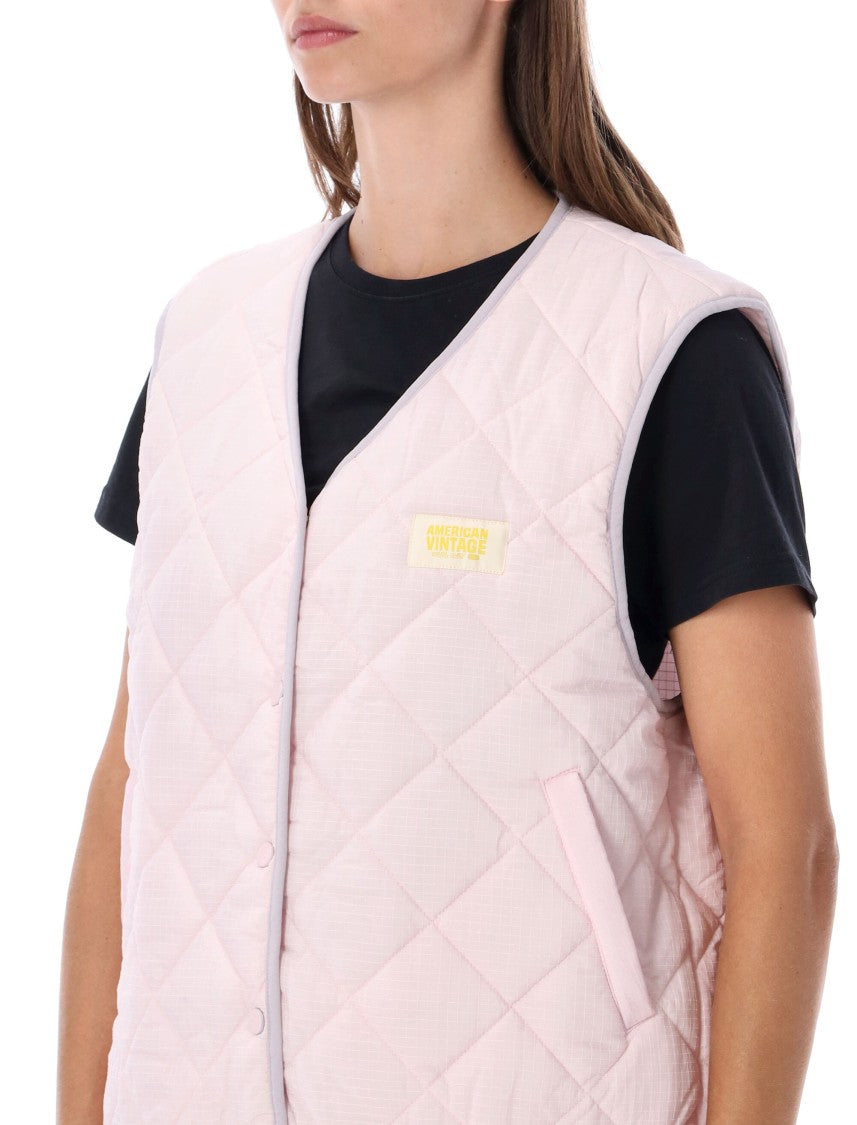 American Vintage Yupibam Cropped Quilted V-Neck Vest