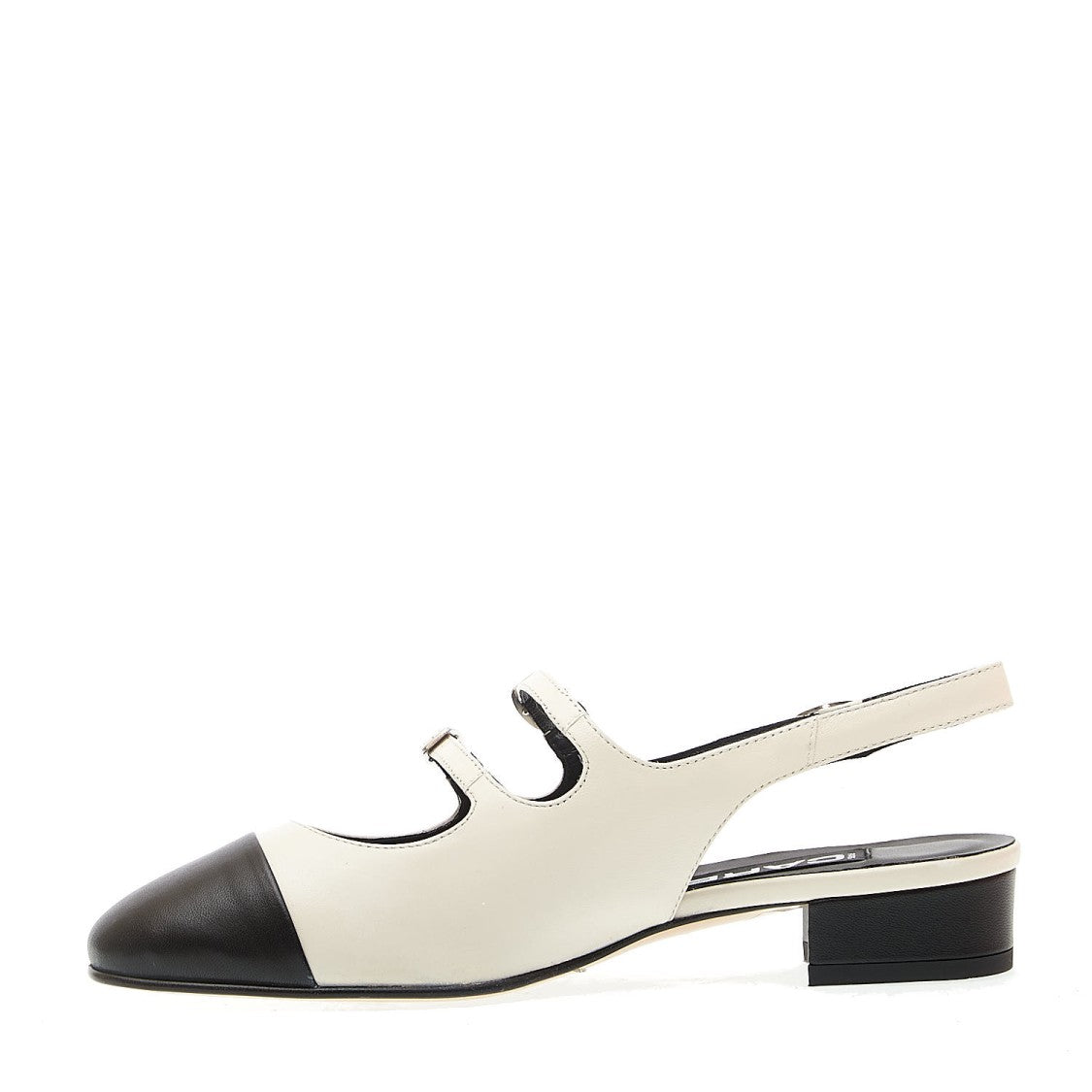 Carel Paris Slingback Heel 20mm Beige Leather Black Tip