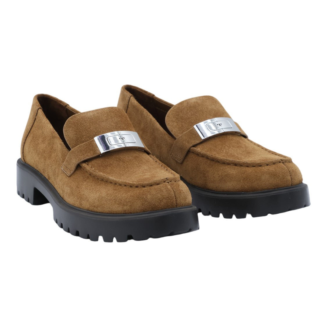 Tory Burch Brown Suede Moccasin-Style Flats With Chunky Sole