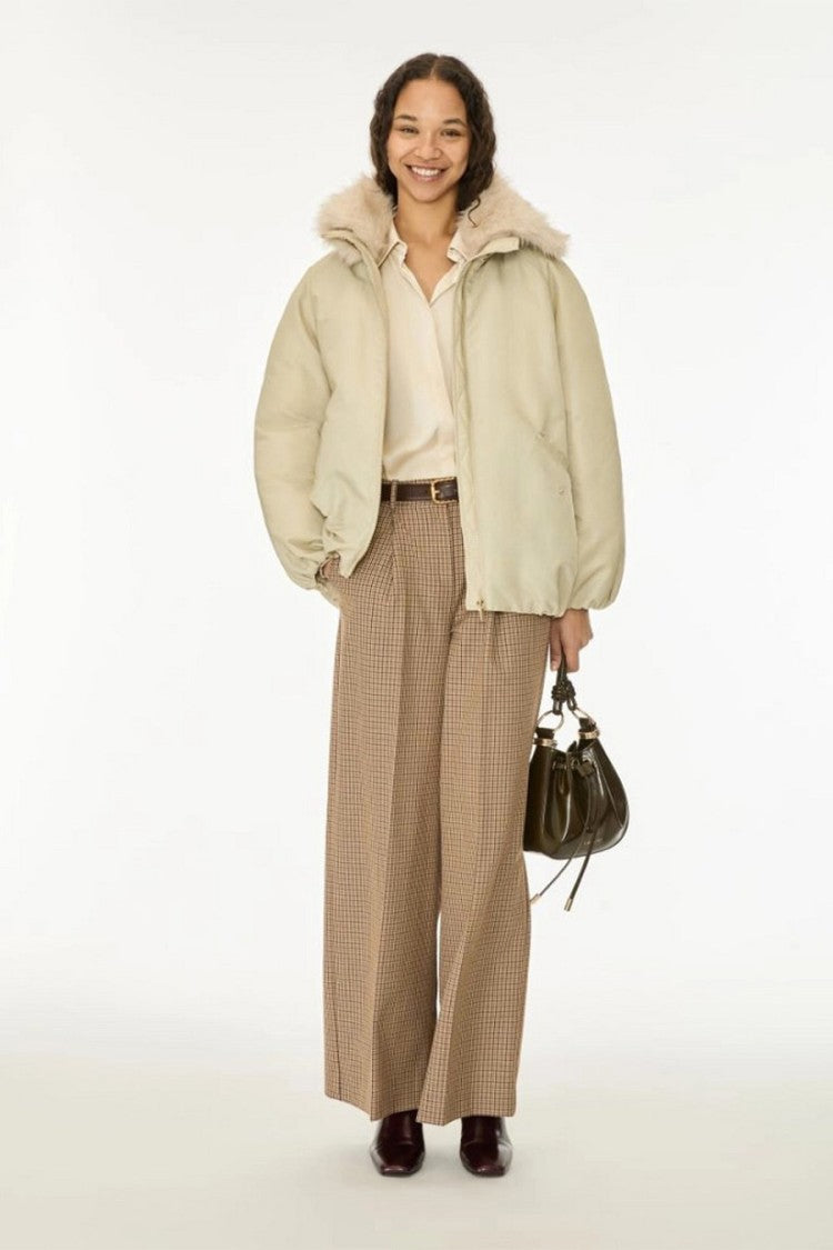 I Blues Cream Plush Collar Zip-Front Jacket