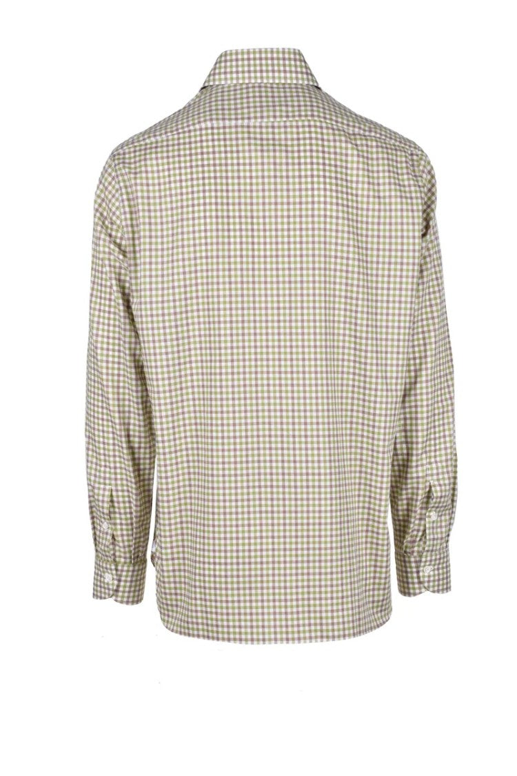 Luigi Borrelli Napoli Checkered Button-Down Shirt With Structured Collar
