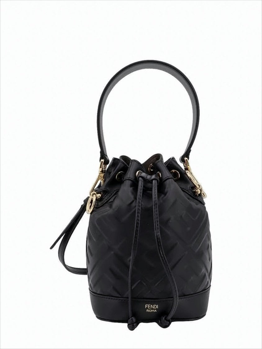 Fendi Structured Bucket Tote Bag With Embossed Geometric Pattern