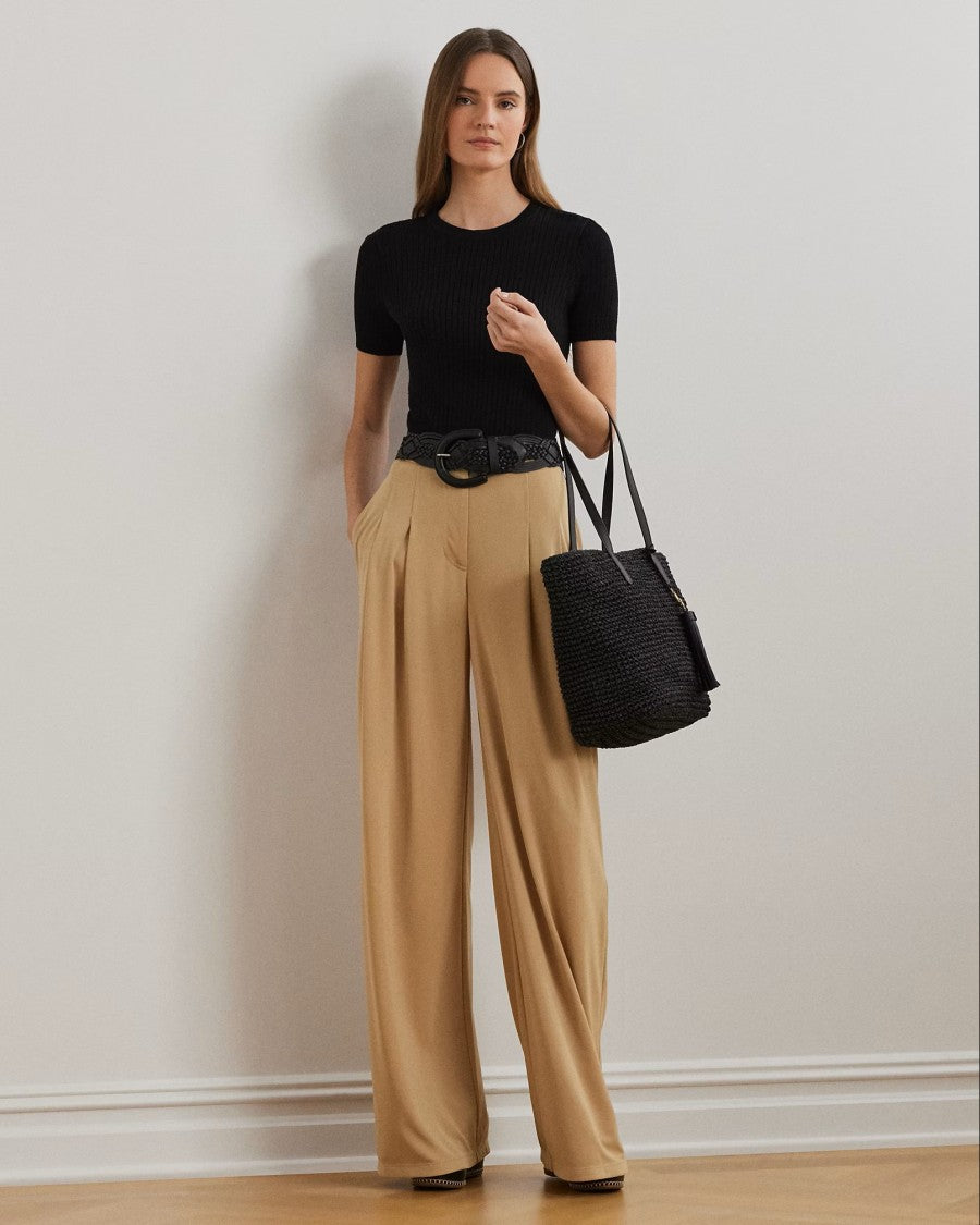 Lauren Ralph Lauren Chabrell Full-Length Pleated Matte Jersey Pants