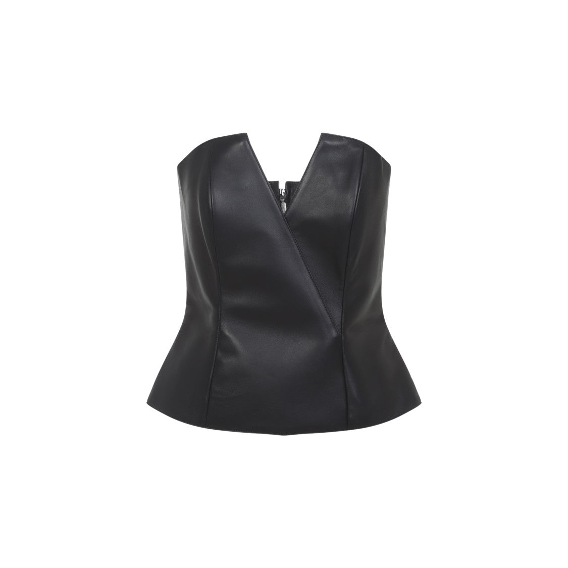 Polo Ralph Lauren Lamb Leather Fitted Top With Deep V-Neckline