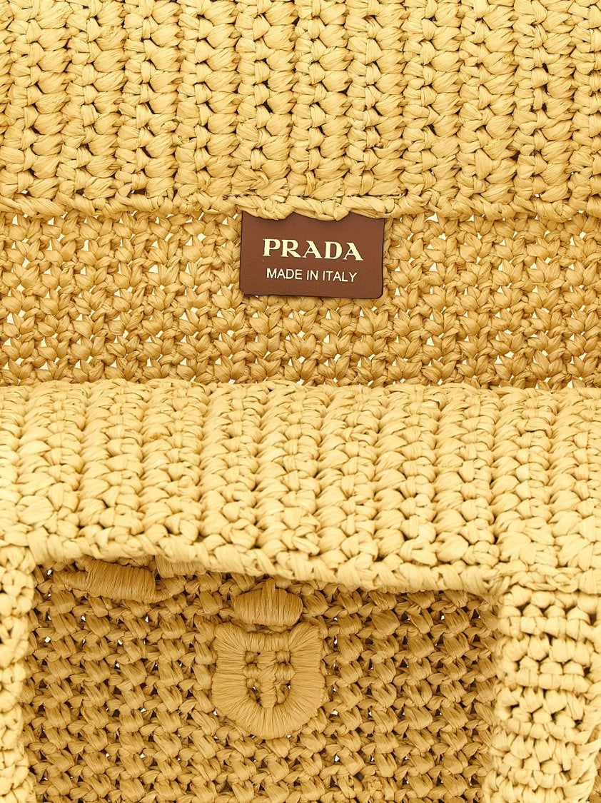 Prada Crochet Raffia Shopping Bag
