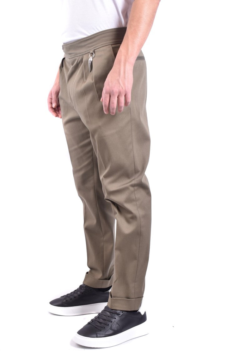 Roberto Cavalli Slim Fit Khaki Trousers With Pleating