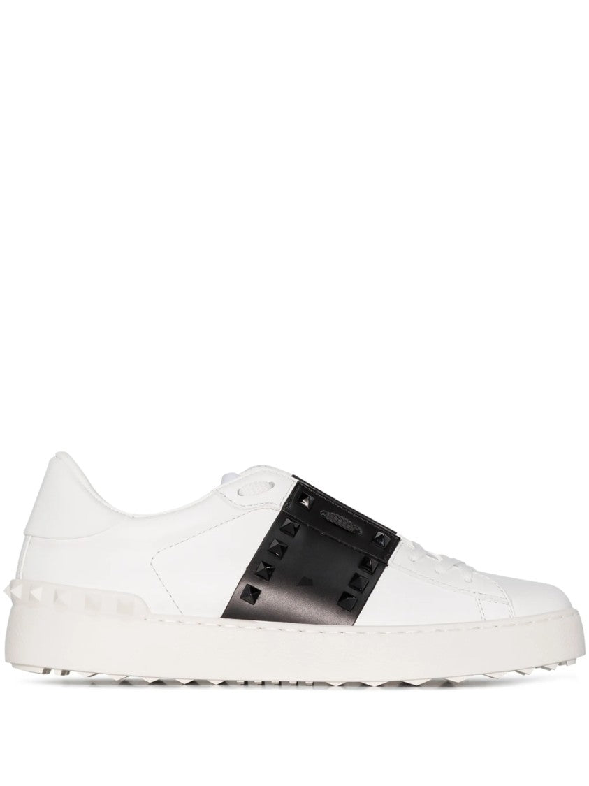 Valentino Low-Top Leather Sneakers With Pyramid Studs And Bold Strap