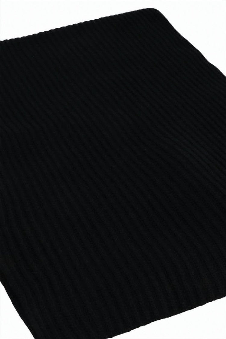 Jil Sander Ribbed Knit Wool Scarf With Contrasting Label Patch