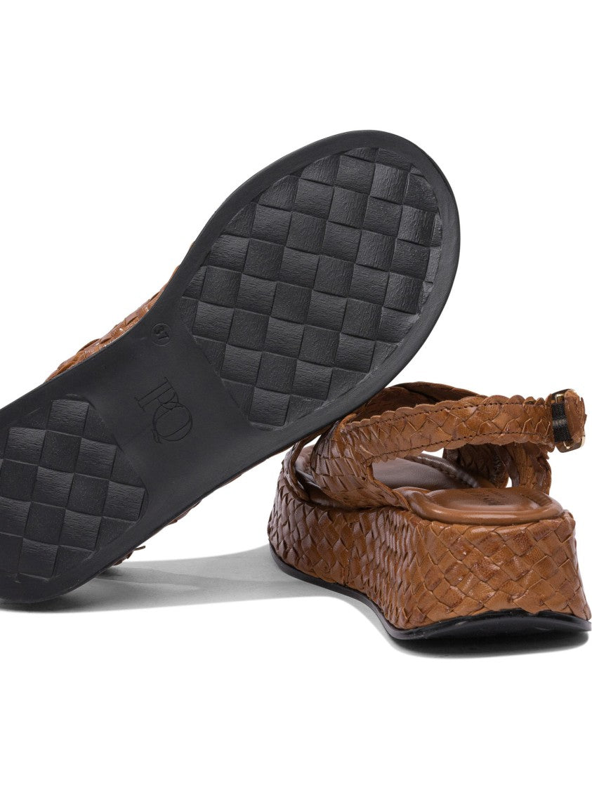 Pons Quintana Woven Leather Platform Sandals