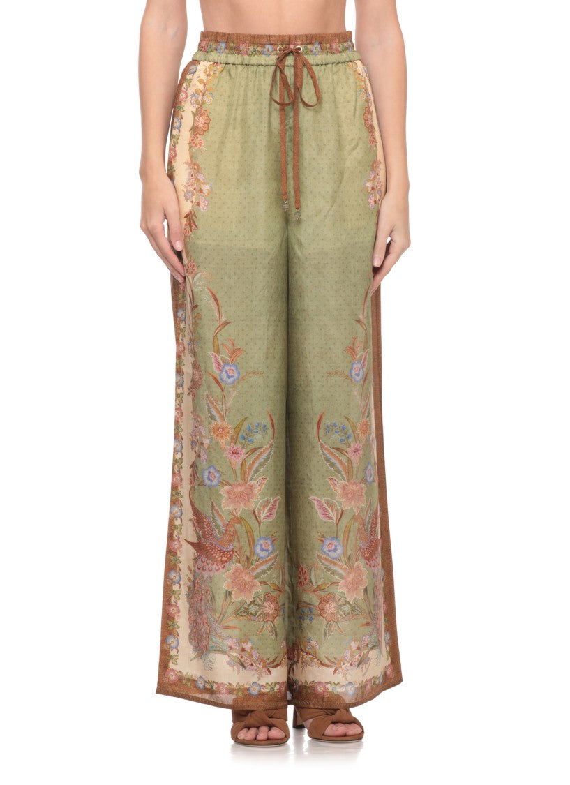 Zimmermann Green Indra Floral Pattern Sweatpants