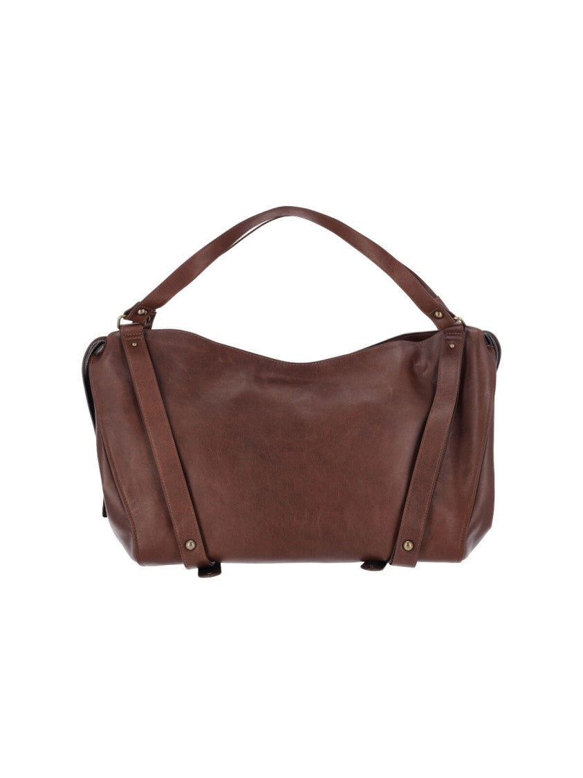 Diesel Oversized Brown Leather D-One Handbag By Diesel