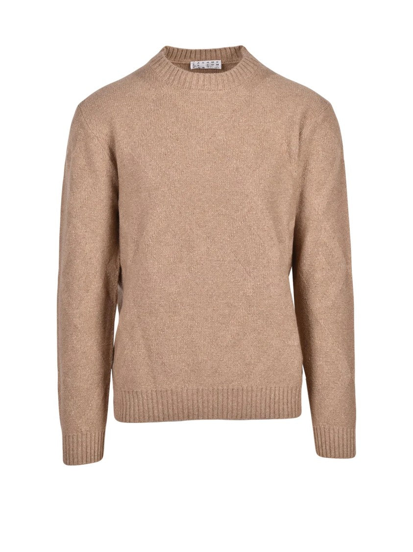 Cashmere Company P. Crew Neck Cashmere-Silk Blend Sweater With Tone-On-Tone Embroidery