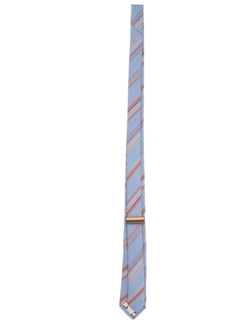 Paul Smith Slim Light Blue Diagonal Striped Silk Tie