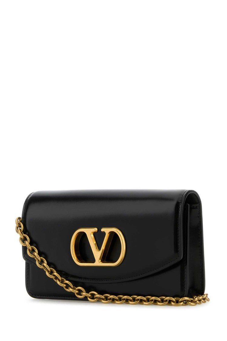Valentino Garavani Black Leather Vlogo Signature Shoulder Bag