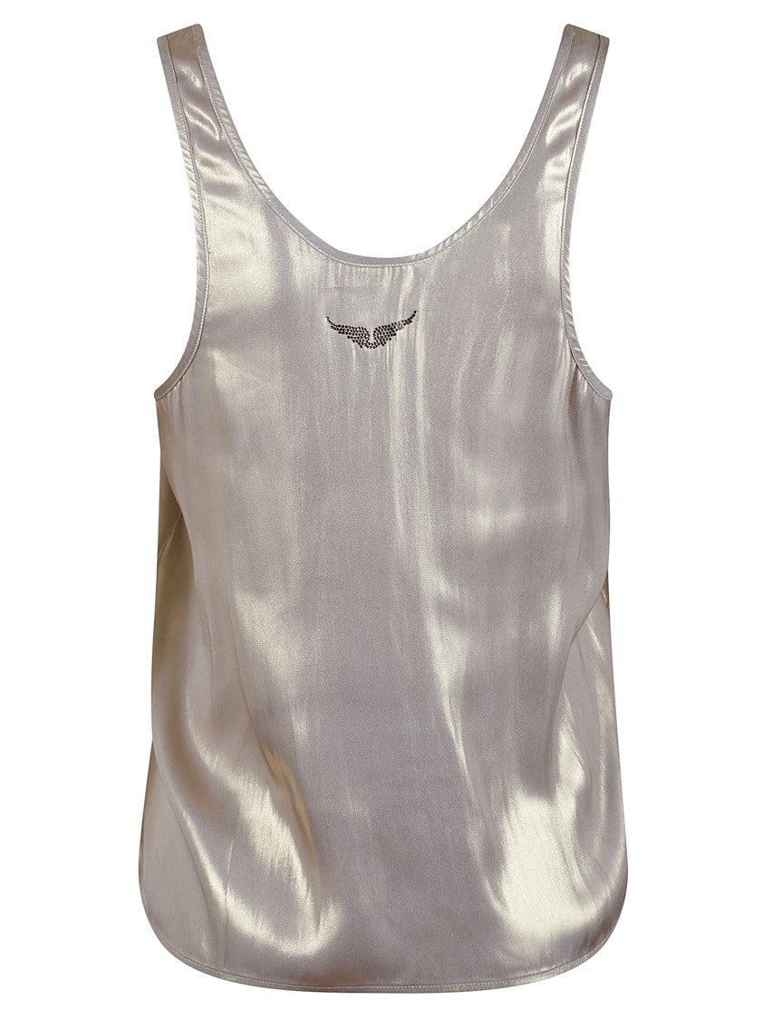 Zadig & Voltaire Satin-Finish Sleeveless Top With Deep V-Neckline