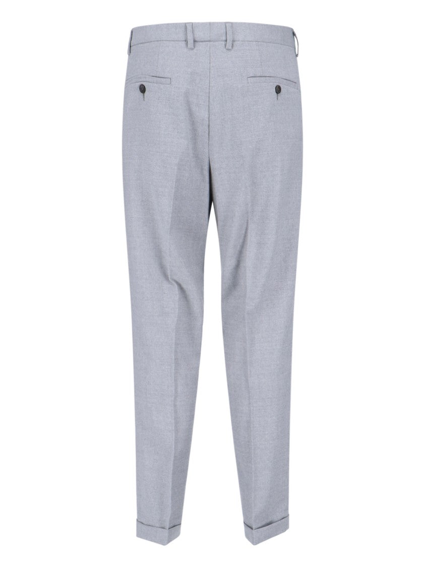 Cruna Straight-Leg Grey Trousers With Structured Waistband