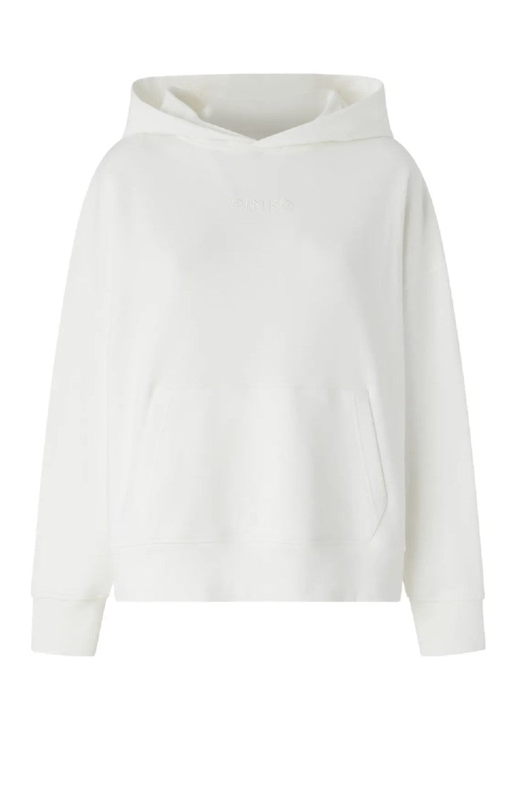 Pinko Hooded White Cotton Makamba Sweatshirt