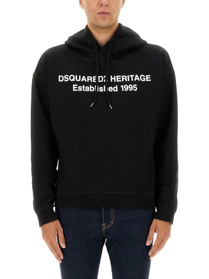 Dsquared2 Relaxed Fit Hooded Sweatshirt With Heritage Print