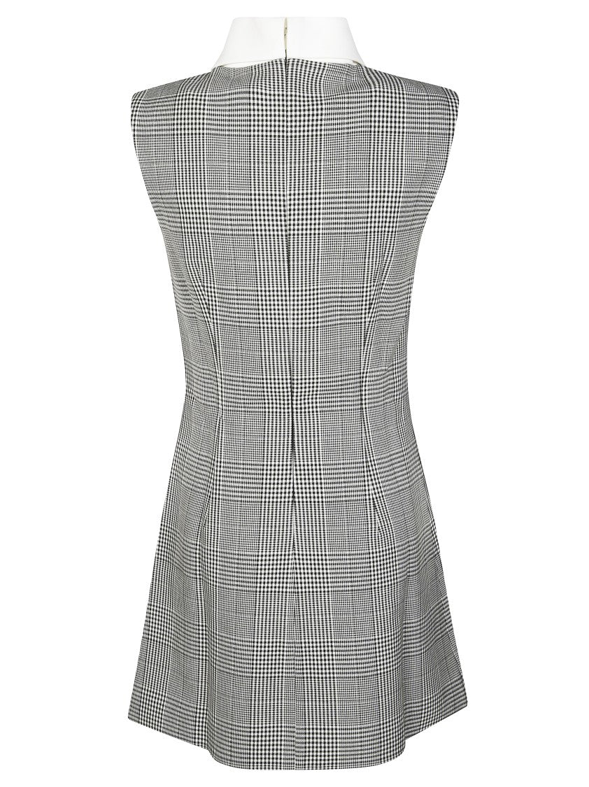Self-Portrait Checkered Mini Dress With High Collar