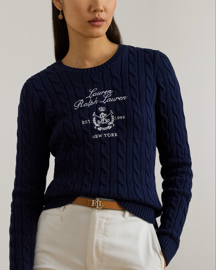 Lauren Ralph Lauren Navy Blue Rinett Cotton Pullover Sweater