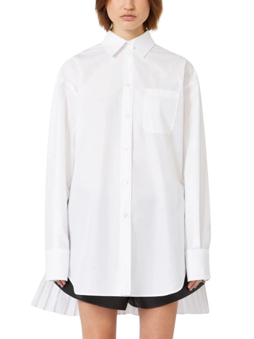 Max Mara Long Sleeve White Shirt With Pleated Back Design