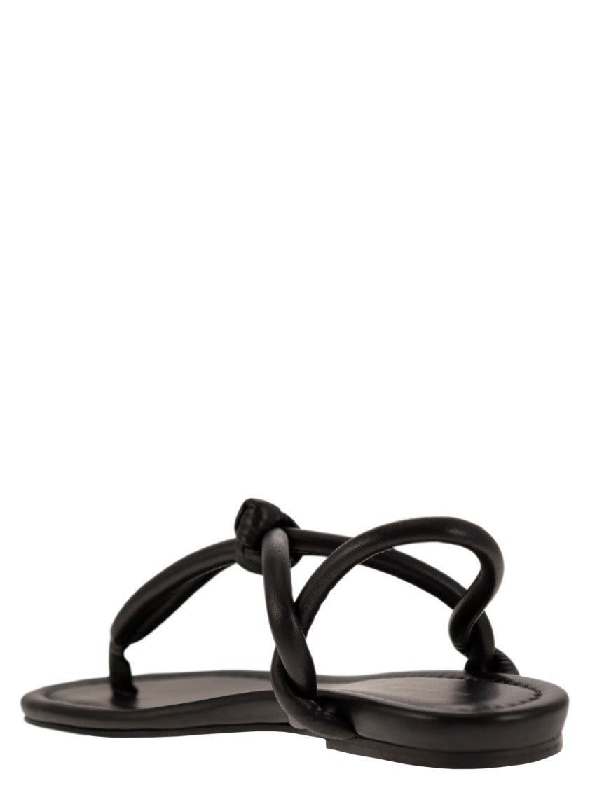 Fabiana Filippi Closed-Back Leather Flip-Flops With Knotted Straps